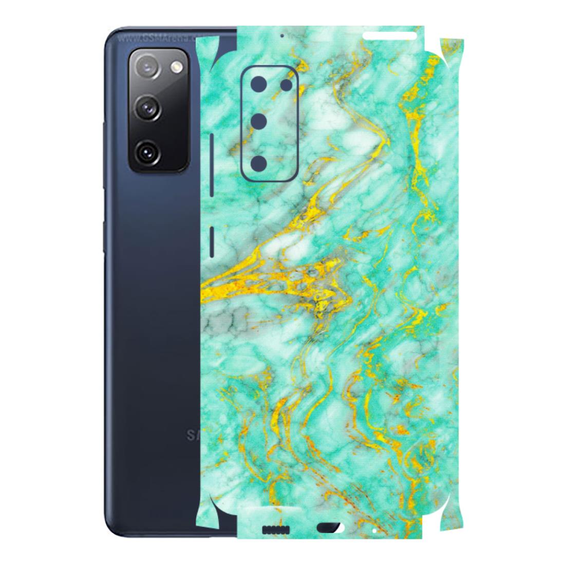Samsung A/S Series Phone Skins (All Models) - Green And Gold Marble Feel - Matte Finish (M-16) Samsung Galaxy S20 FE