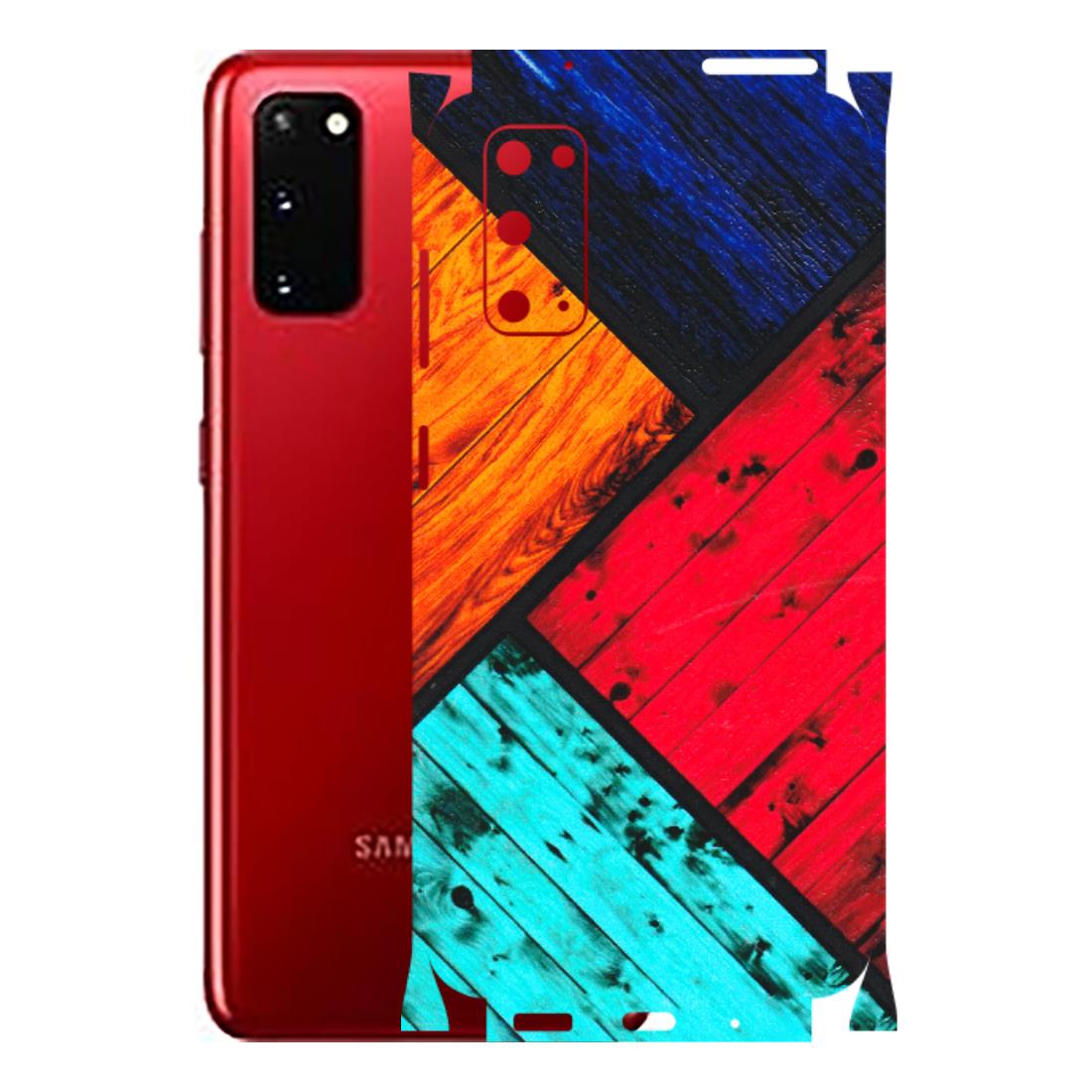 Samsung A/S Series Phone Skins (All Models) - Colourful Wood Panels Abstract - 3D Embossed Finish (L-09) Samsung Galaxy S20