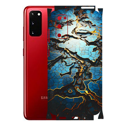 Samsung A/S Series Phone Skins (All Models) - Blue Gold Abstract - 3D Embossed Finish (L-11) Samsung Galaxy S20