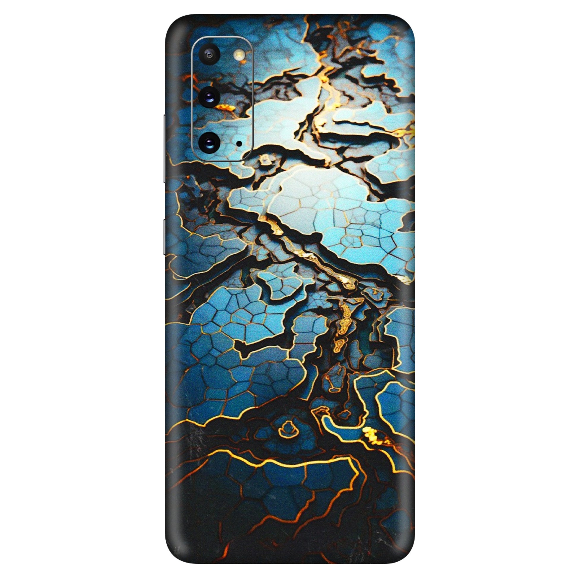 Samsung A/S Series Phone Skins (All Models) - Blue Gold Abstract - 3D Embossed Finish (L-11) Samsung Galaxy S20
