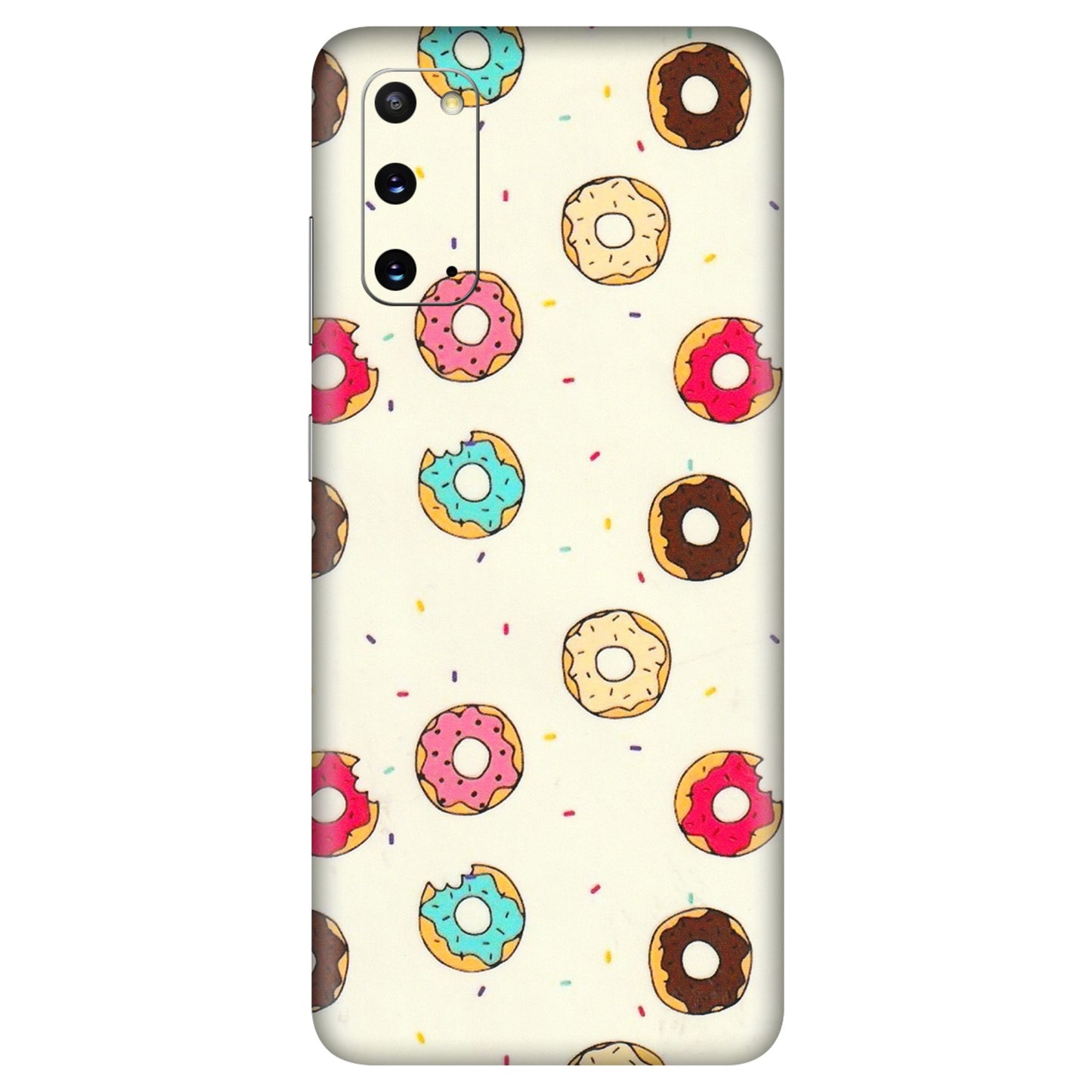 Samsung A/S Series Phone Skins (All Models) - Mini Donuts Doodle Art - 3D Embossed Finish (L-122) Samsung Galaxy S20