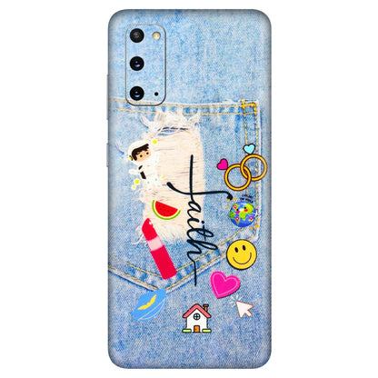 Samsung A/S Series Phone Skins (All Models) - Denim Jeans Pocket - 3D Embossed Finish (L-134) Samsung Galaxy S20