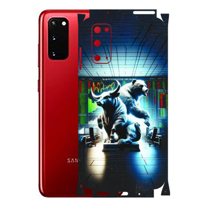 Samsung A/S Series Phone Skins (All Models) - Stock Market Sensex Bear vs Bulls - 3D Embossed Finish (L-15) Samsung Galaxy S20