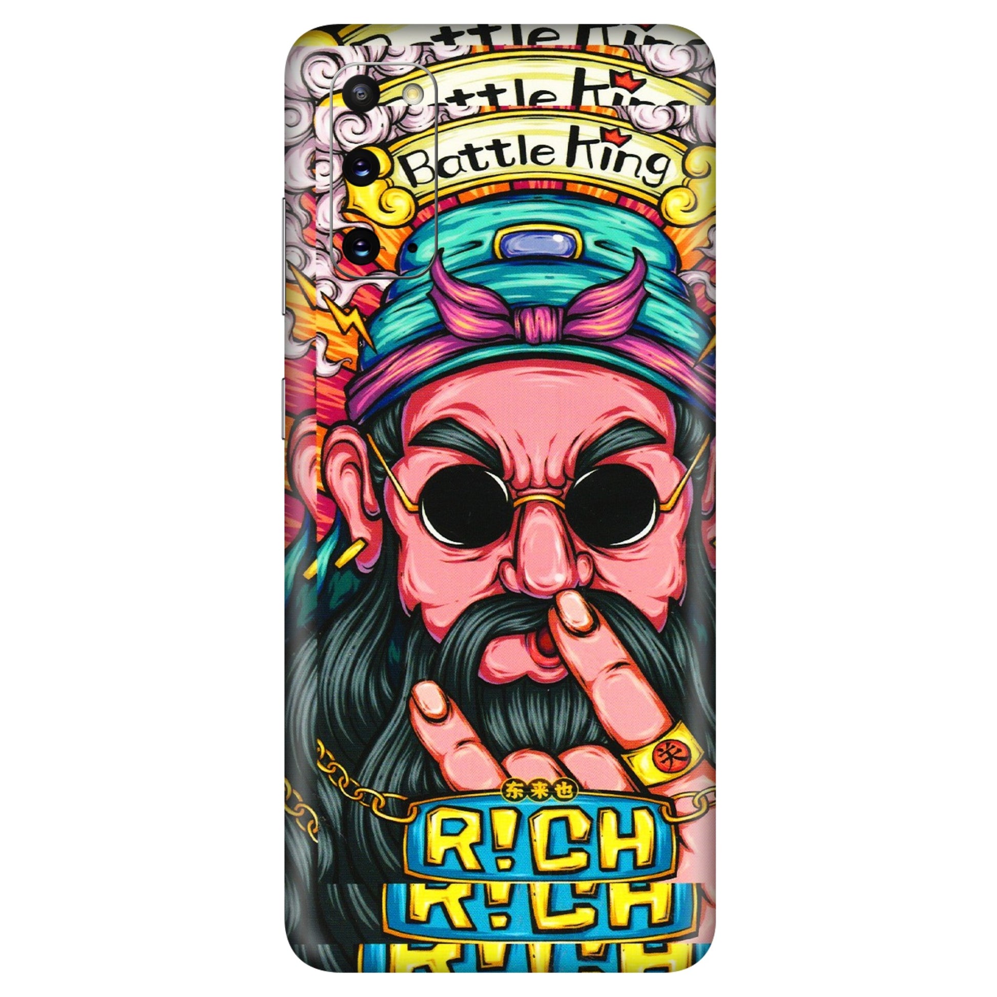 Samsung A/S Series Phone Skins (All Models) - Battle King Dude Face - 3D Embossed Finish (L-178) Samsung Galaxy S20