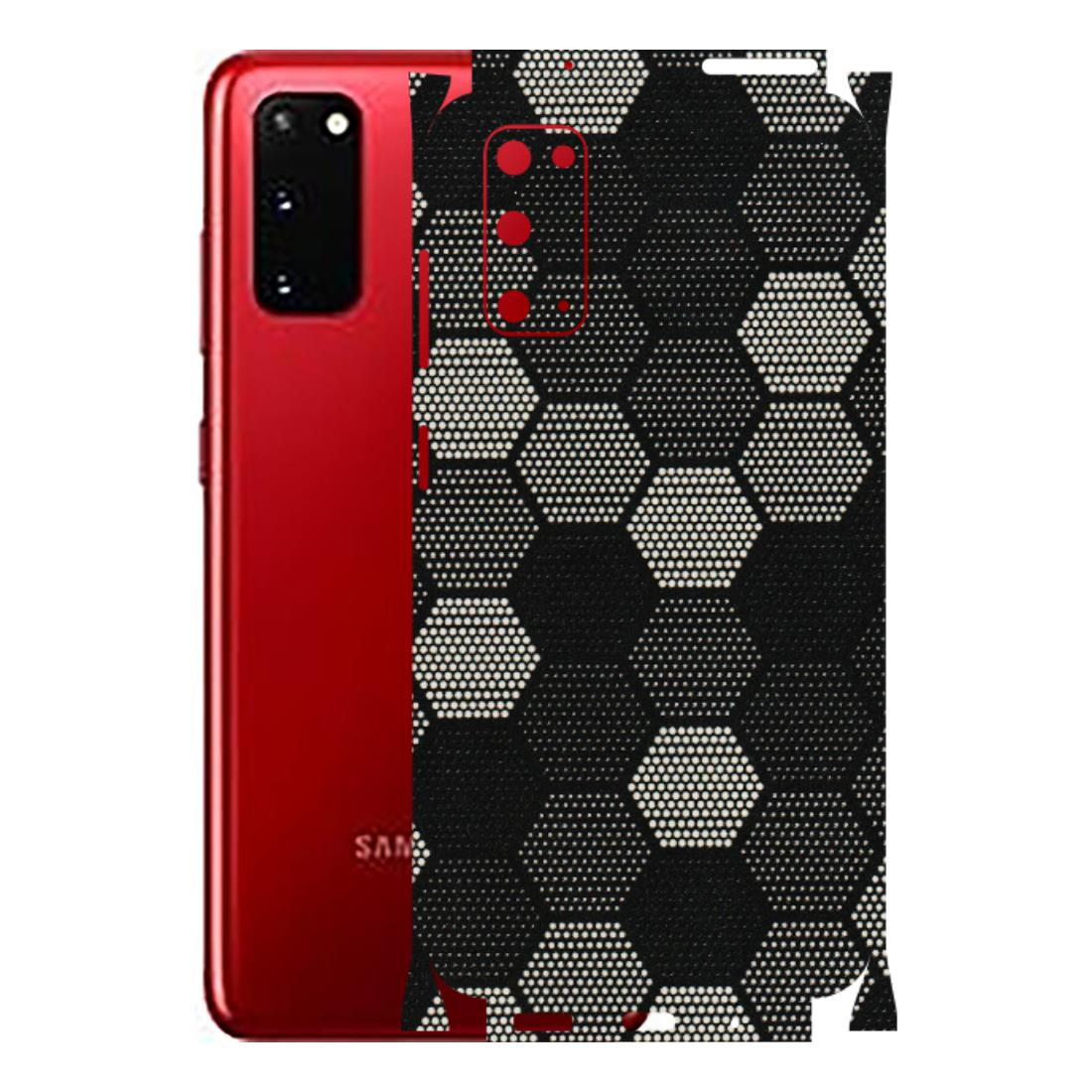 Samsung A/S Series Phone Skins (All Models) - Black & White Dotted Honeycomb Texture - 3D Embossed Finish (L-202) Samsung Galaxy S20