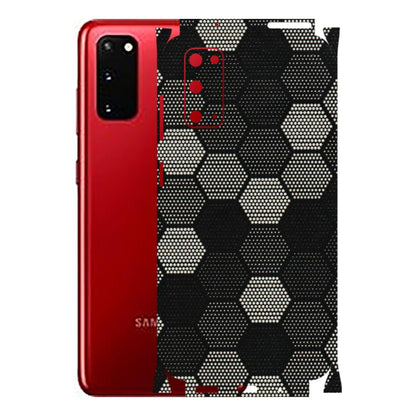 Samsung A/S Series Phone Skins (All Models) - Black & White Dotted Honeycomb Texture - 3D Embossed Finish (L-202) Samsung Galaxy S20