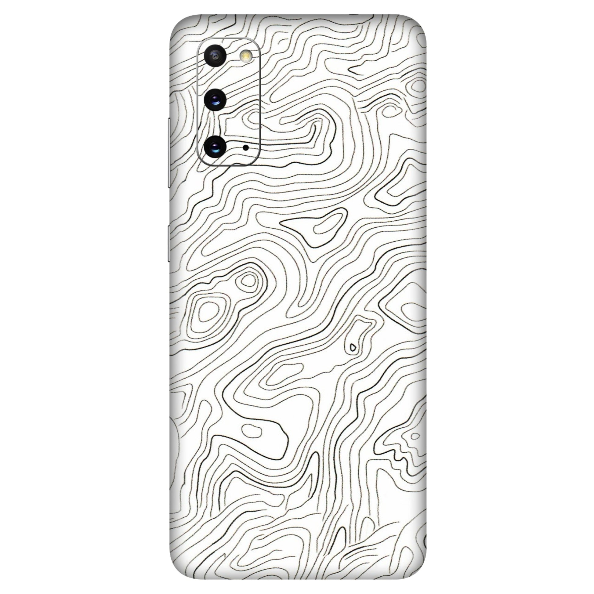 Samsung A/S Series Phone Skins (All Models) - White Black Swirls - 3D Embossed Finish (L-219) Samsung Galaxy S20