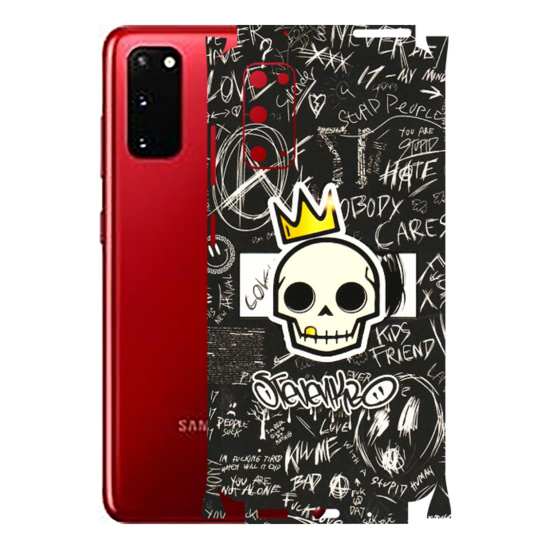 Samsung A/S Series Phone Skins (All Models) - Funny Skull Black Chalk Grafitti - 3D Embossed Finish (L-22) Samsung Galaxy S20