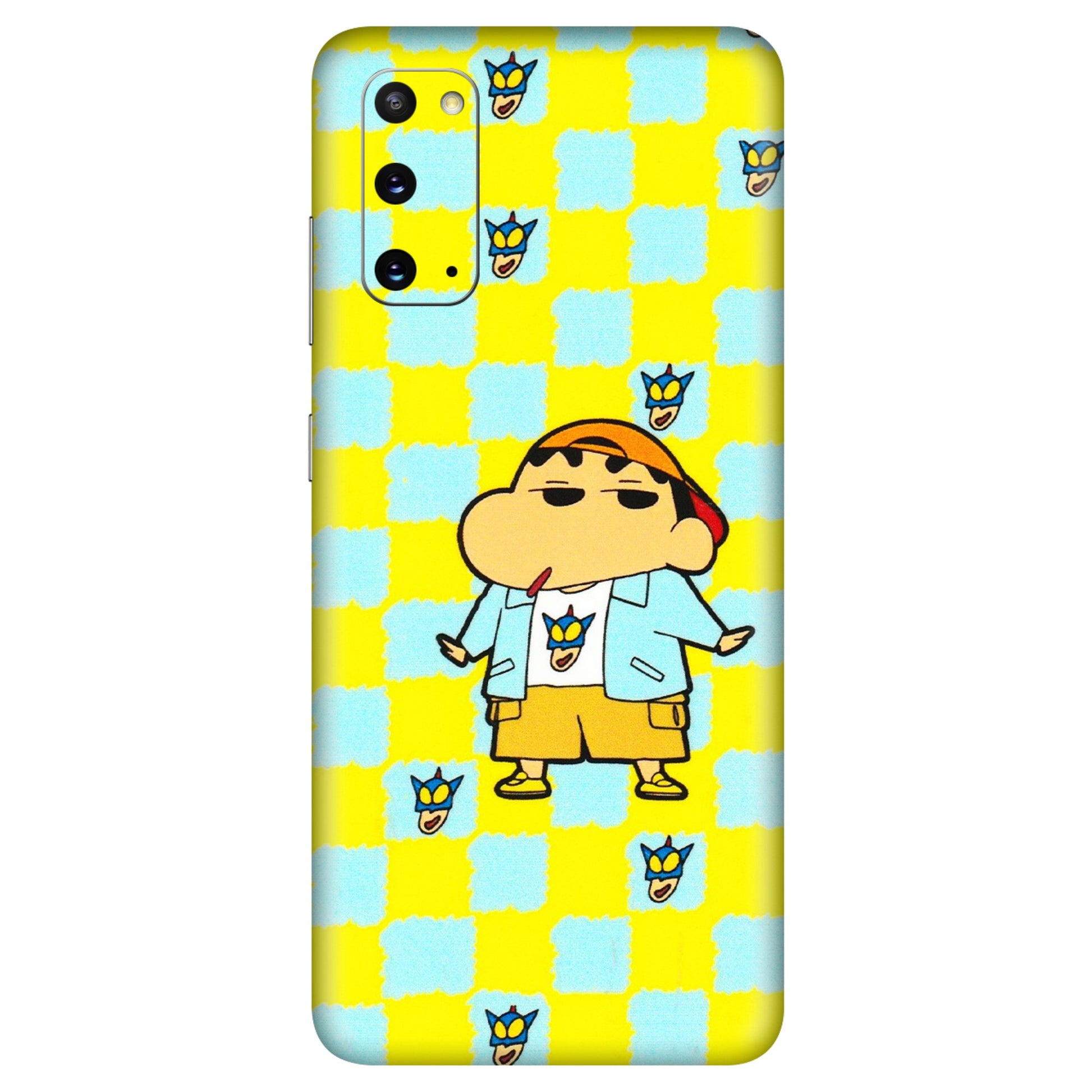 Samsung A/S Series Phone Skins (All Models) - Yellow Blue Shinchan Cute - 3D Embossed Finish (L-221) Samsung Galaxy S20
