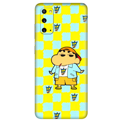 Samsung A/S Series Phone Skins (All Models) - Yellow Blue Shinchan Cute - 3D Embossed Finish (L-221) Samsung Galaxy S20