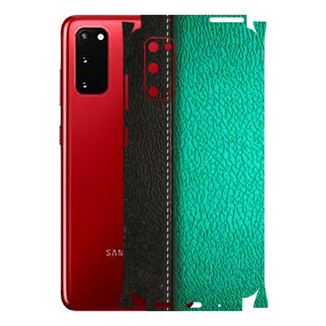 Samsung A/S Series Phone Skins (All Models) - Black Green Dual Leather Stich - 3D Embossed Finish (L-233) Samsung Galaxy S20