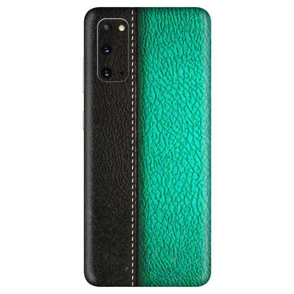 Samsung A/S Series Phone Skins (All Models) - Black Green Dual Leather Stich - 3D Embossed Finish (L-233) Samsung Galaxy S20
