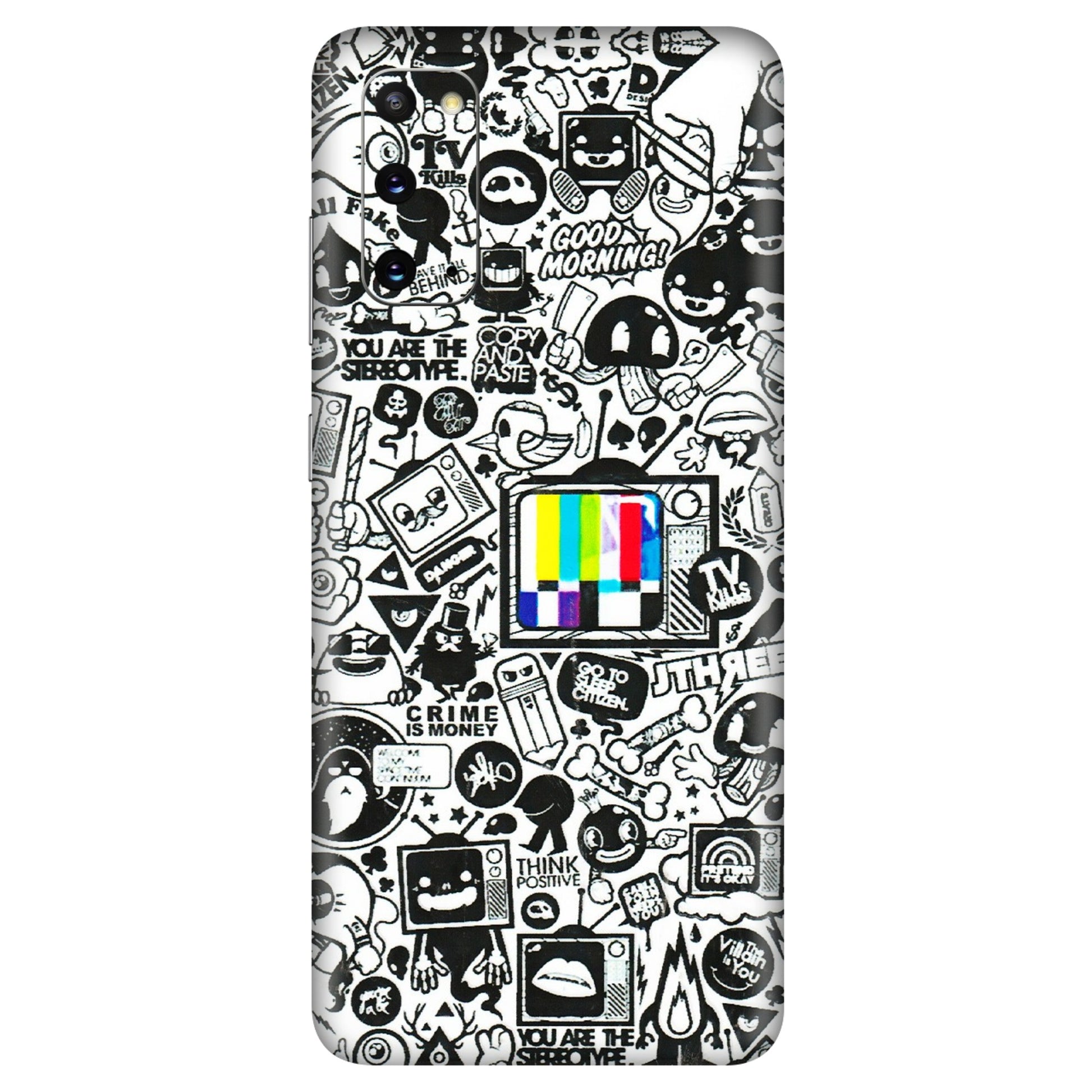 Samsung A/S Series Phone Skins (All Models) - Doodles Positive Art - 3D Embossed Finish (L-263) Samsung Galaxy S20
