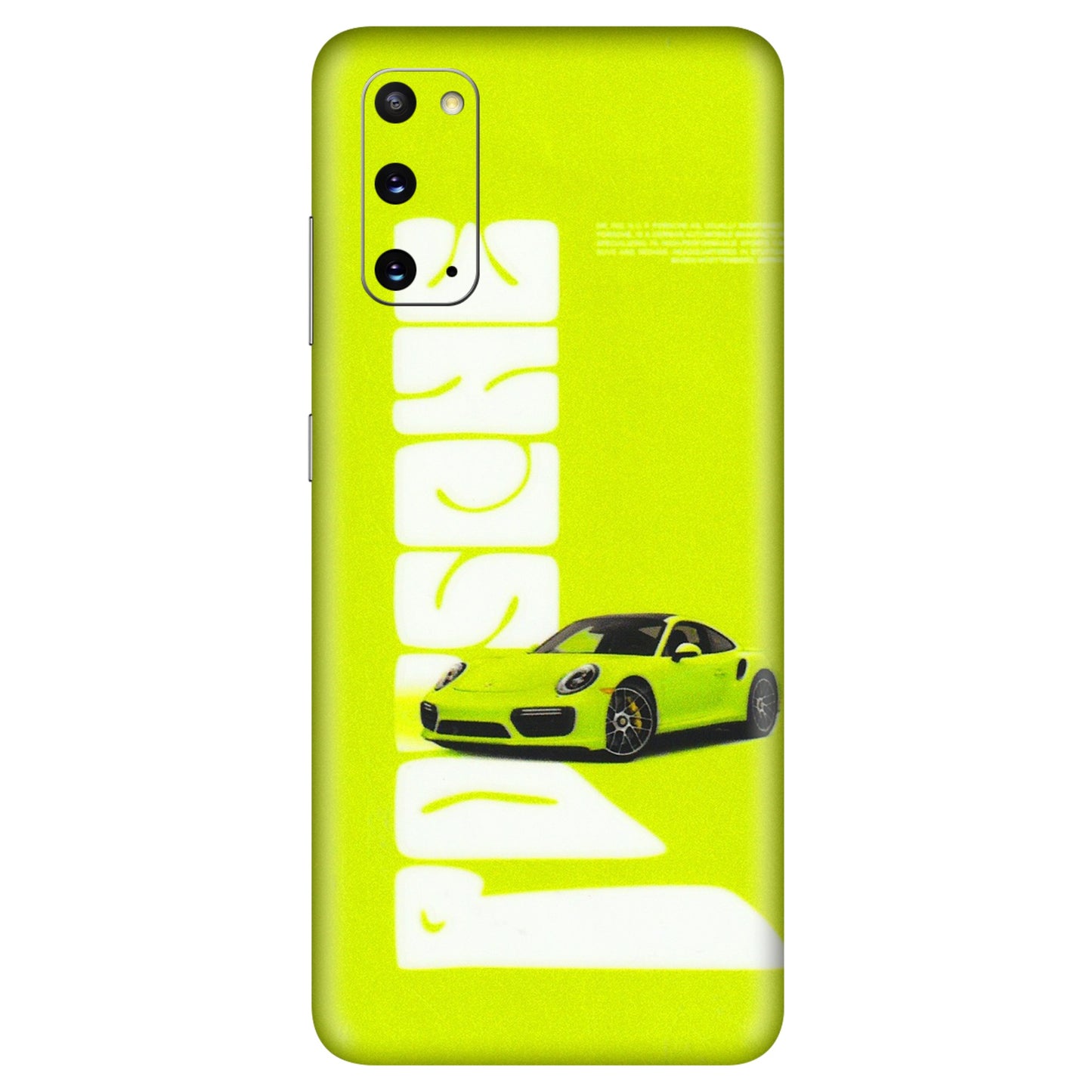 Samsung A/S Series Phone Skins (All Models) - Lime Green Porche - 3D Embossed Finish (L-30) Samsung Galaxy S20