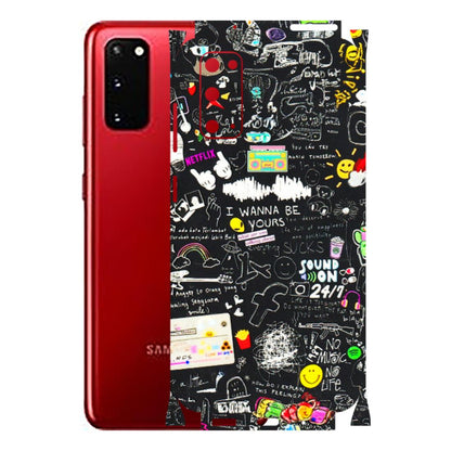 Samsung A/S Series Phone Skins (All Models) - Black Creatives Doodles - 3D Embossed Finish (L-311) Samsung Galaxy S20