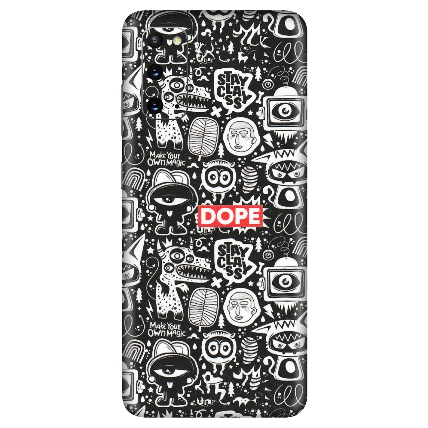Samsung A/S Series Phone Skins (All Models) - Dope Stay Classy Black Doodles - Matte Finish (M-126) Samsung Galaxy S20