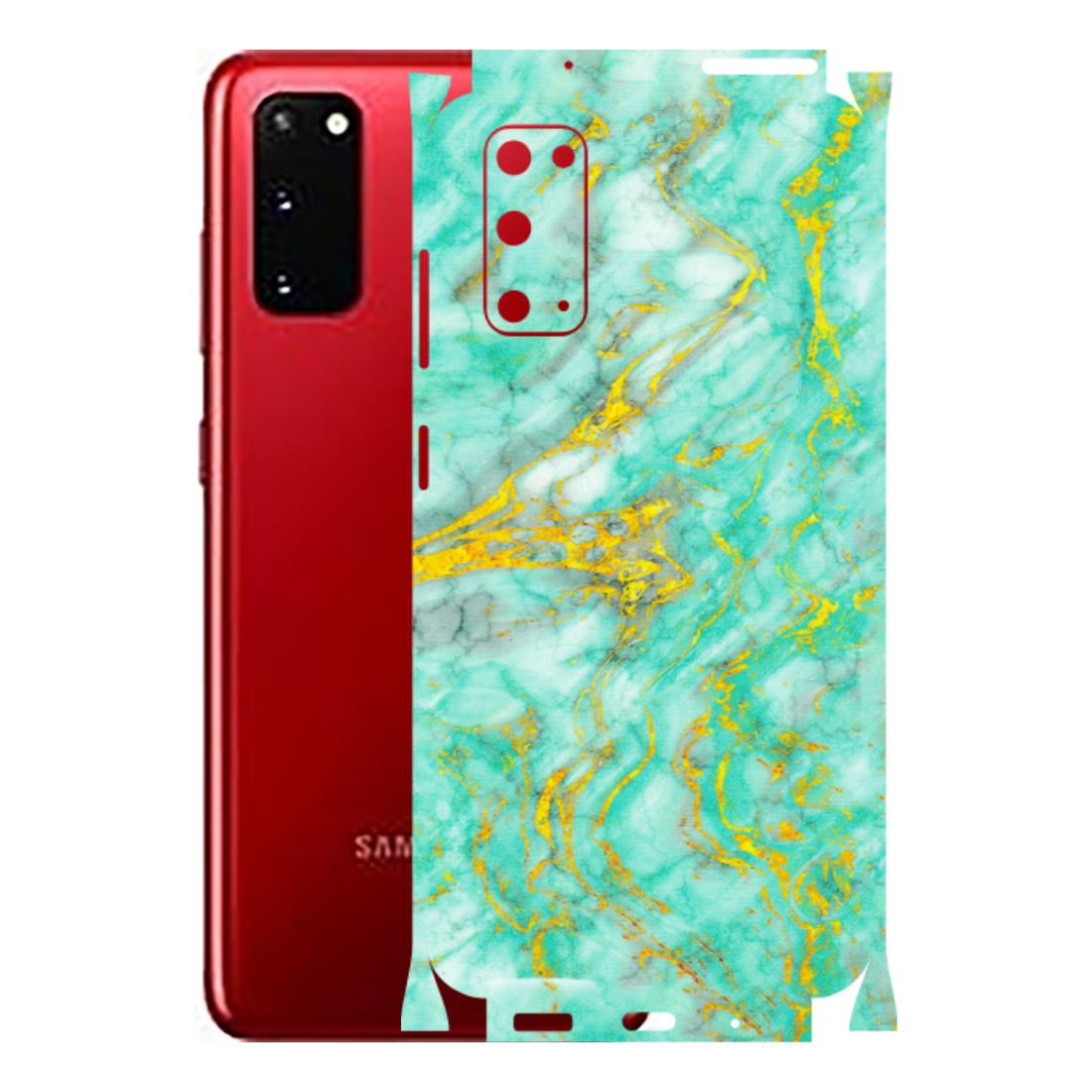 Samsung A/S Series Phone Skins (All Models) - Green And Gold Marble Feel - Matte Finish (M-16) Samsung Galaxy S20