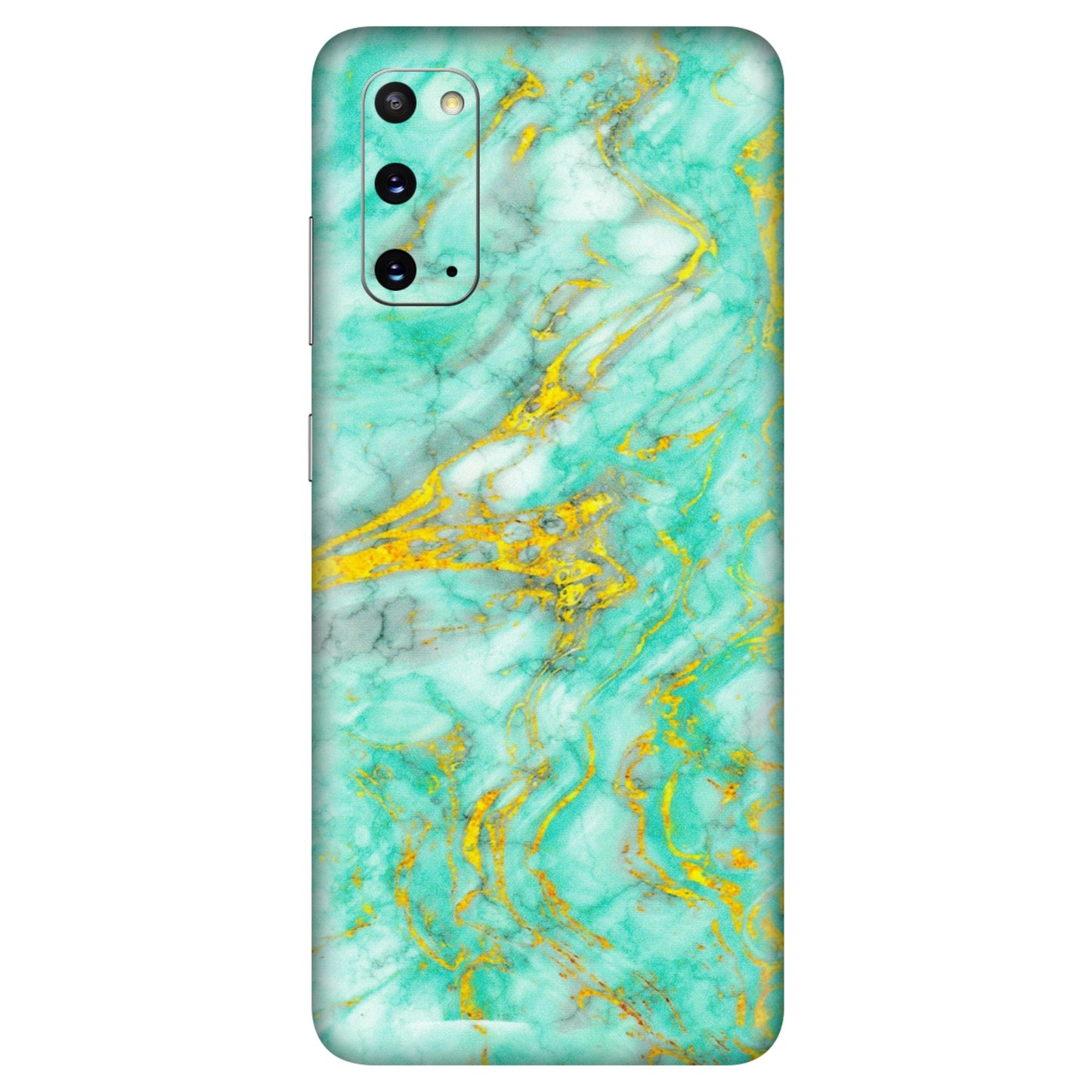 Samsung A/S Series Phone Skins (All Models) - Green And Gold Marble Feel - Matte Finish (M-16) Samsung Galaxy S20