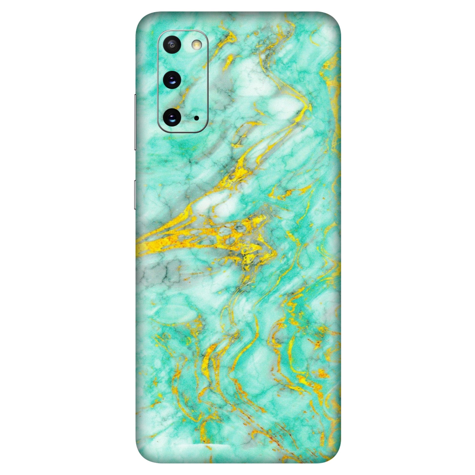 Samsung A/S Series Phone Skins (All Models) - Green And Gold Marble Feel - Matte Finish (M-16) Samsung Galaxy S20