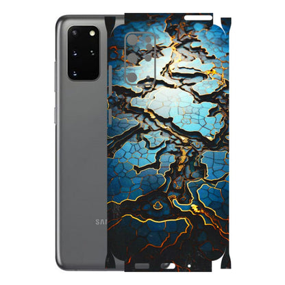 Samsung A/S Series Phone Skins (All Models) - Blue Gold Abstract - 3D Embossed Finish (L-11) Samsung Galaxy S20 Plus