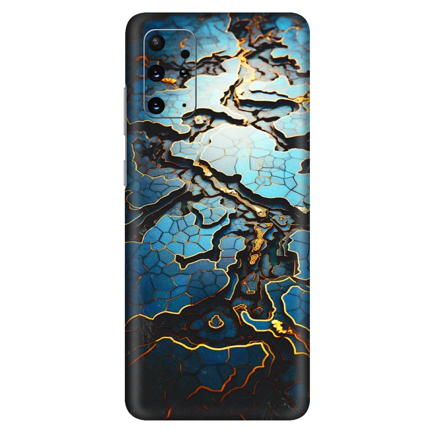 Samsung A/S Series Phone Skins (All Models) - Blue Gold Abstract - 3D Embossed Finish (L-11) Samsung Galaxy S20 Plus