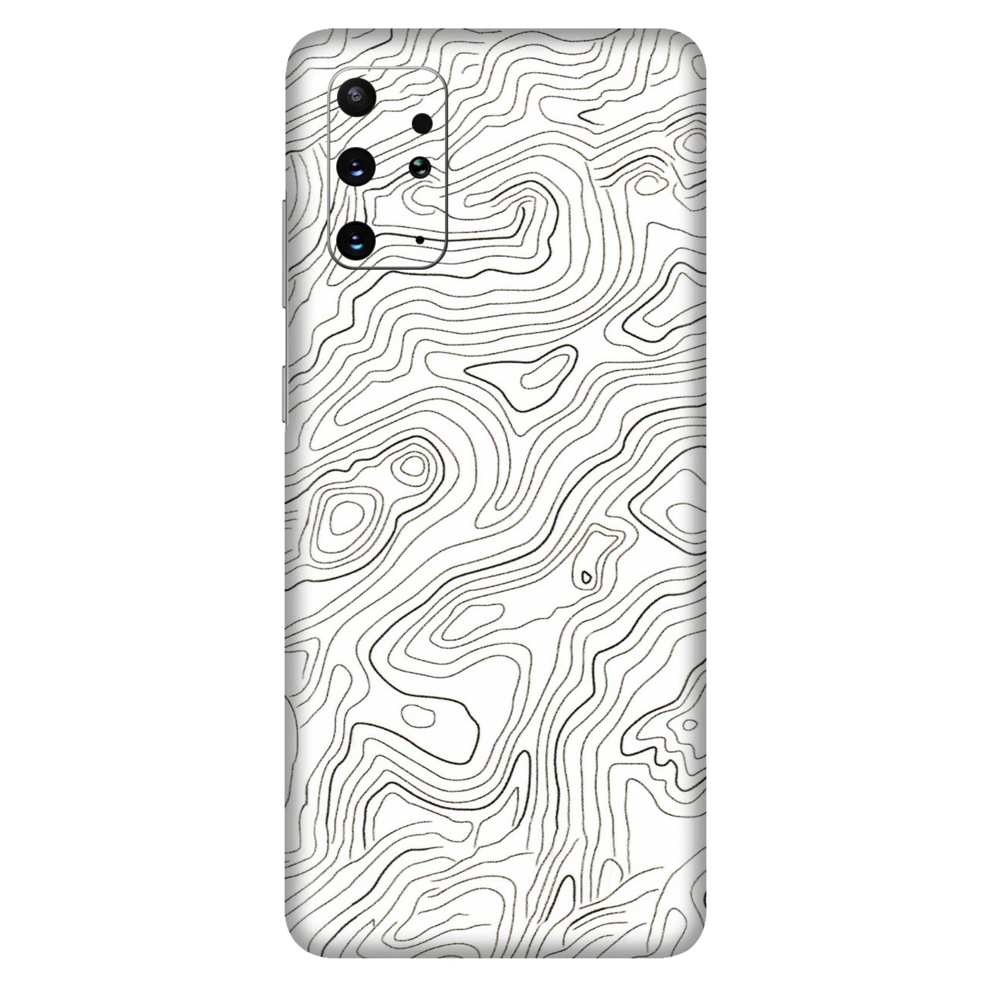 Samsung A/S Series Phone Skins (All Models) - White Black Swirls - 3D Embossed Finish (L-219) Samsung Galaxy S20 Plus