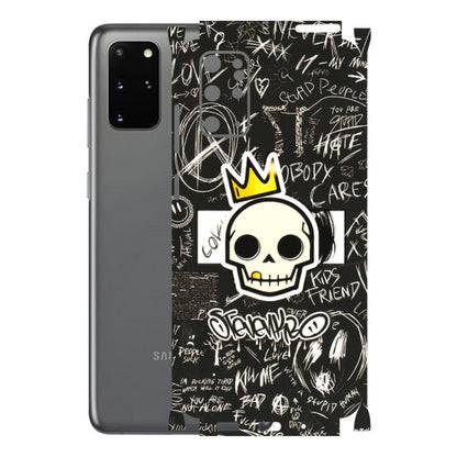 Samsung A/S Series Phone Skins (All Models) - Funny Skull Black Chalk Grafitti - 3D Embossed Finish (L-22) Samsung Galaxy S20 Plus