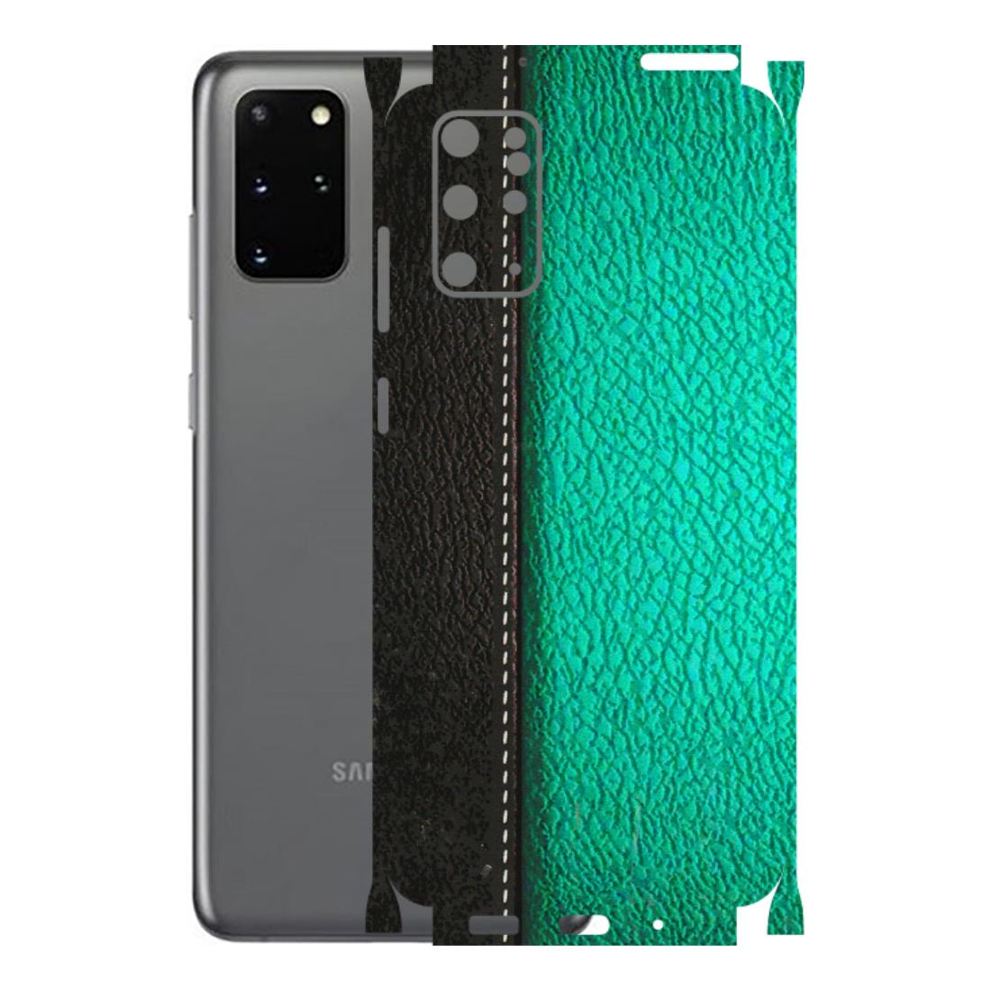 Samsung A/S Series Phone Skins (All Models) - Black Green Dual Leather Stich - 3D Embossed Finish (L-233) Samsung Galaxy S20 Plus