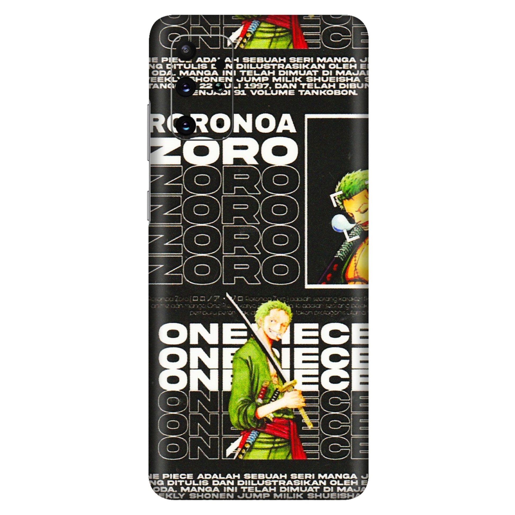 Samsung A/S Series Phone Skins (All Models) - One Piece Zoro - 3D Embossed Finish (L-250) Samsung Galaxy S20 Plus