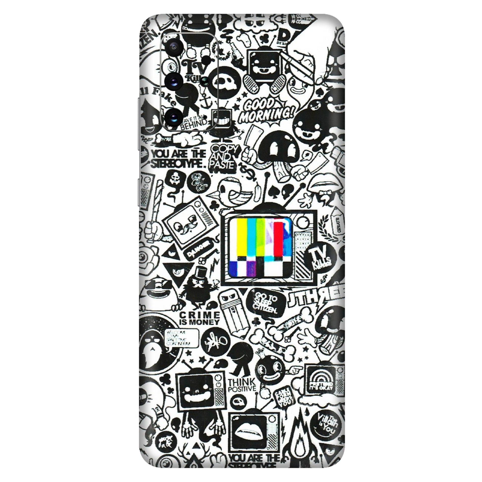 Samsung A/S Series Phone Skins (All Models) - Doodles Positive Art - 3D Embossed Finish (L-263) Samsung Galaxy S20 Plus