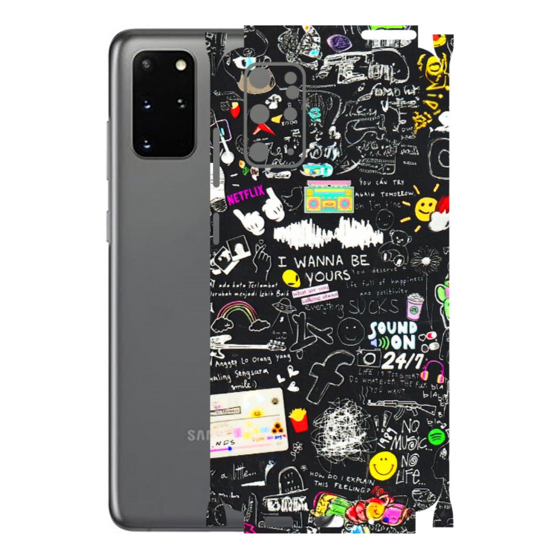 Samsung A/S Series Phone Skins (All Models) - Black Creatives Doodles - 3D Embossed Finish (L-311) Samsung Galaxy S20 Plus