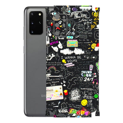 Samsung A/S Series Phone Skins (All Models) - Black Creatives Doodles - 3D Embossed Finish (L-311) Samsung Galaxy S20 Plus