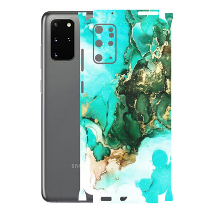 Samsung A/S Series Phone Skins (All Models) - The Blue Gold Marble - Matte Finish (M-124) Samsung Galaxy S20 Plus