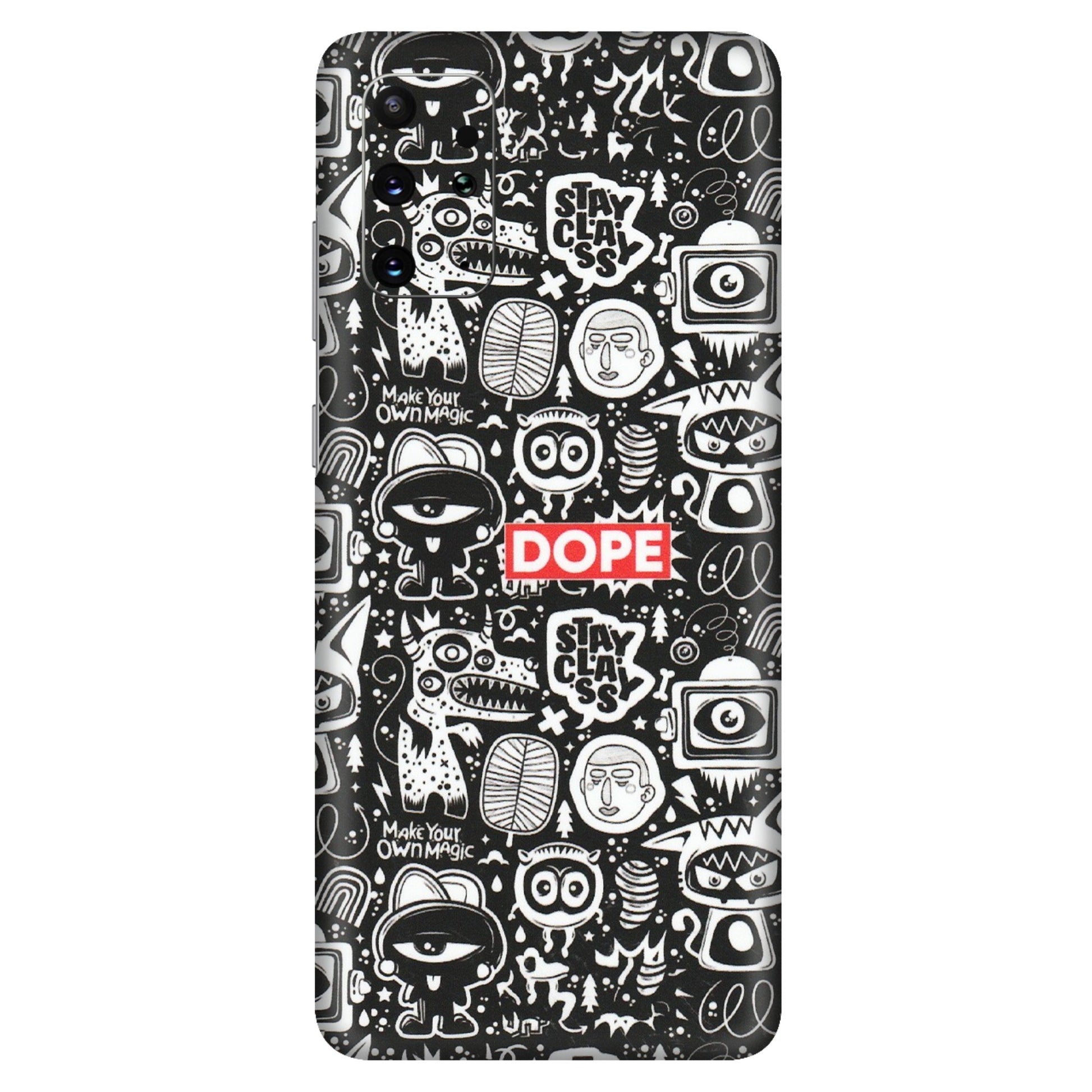 Samsung A/S Series Phone Skins (All Models) - Dope Stay Classy Black Doodles - Matte Finish (M-126) Samsung Galaxy S20 Plus