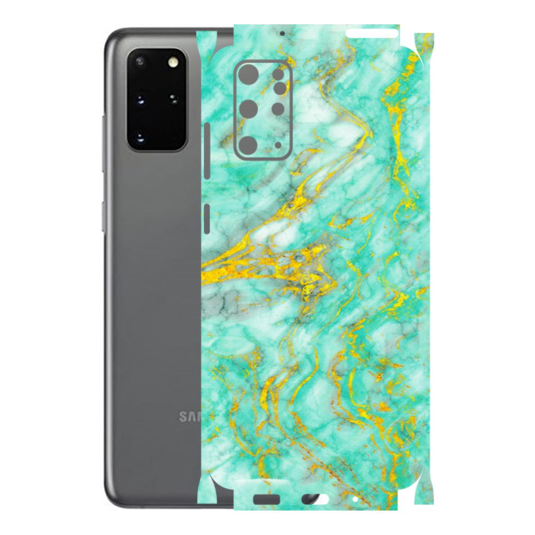 Samsung A/S Series Phone Skins (All Models) - Green And Gold Marble Feel - Matte Finish (M-16) Samsung Galaxy S20 Plus