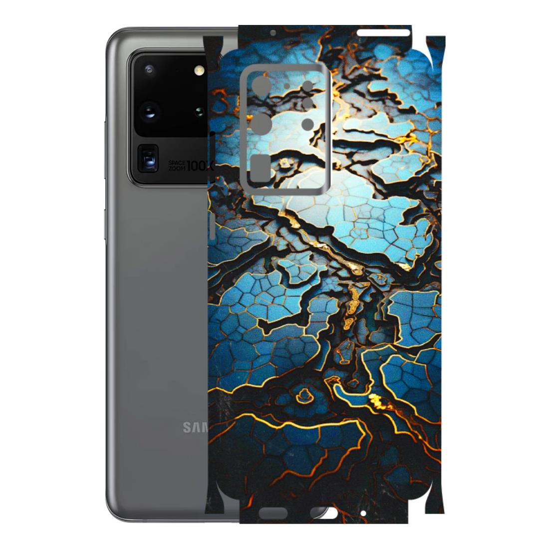 Samsung A/S Series Phone Skins (All Models) - Blue Gold Abstract - 3D Embossed Finish (L-11) Samsung Galaxy S20 Ultra