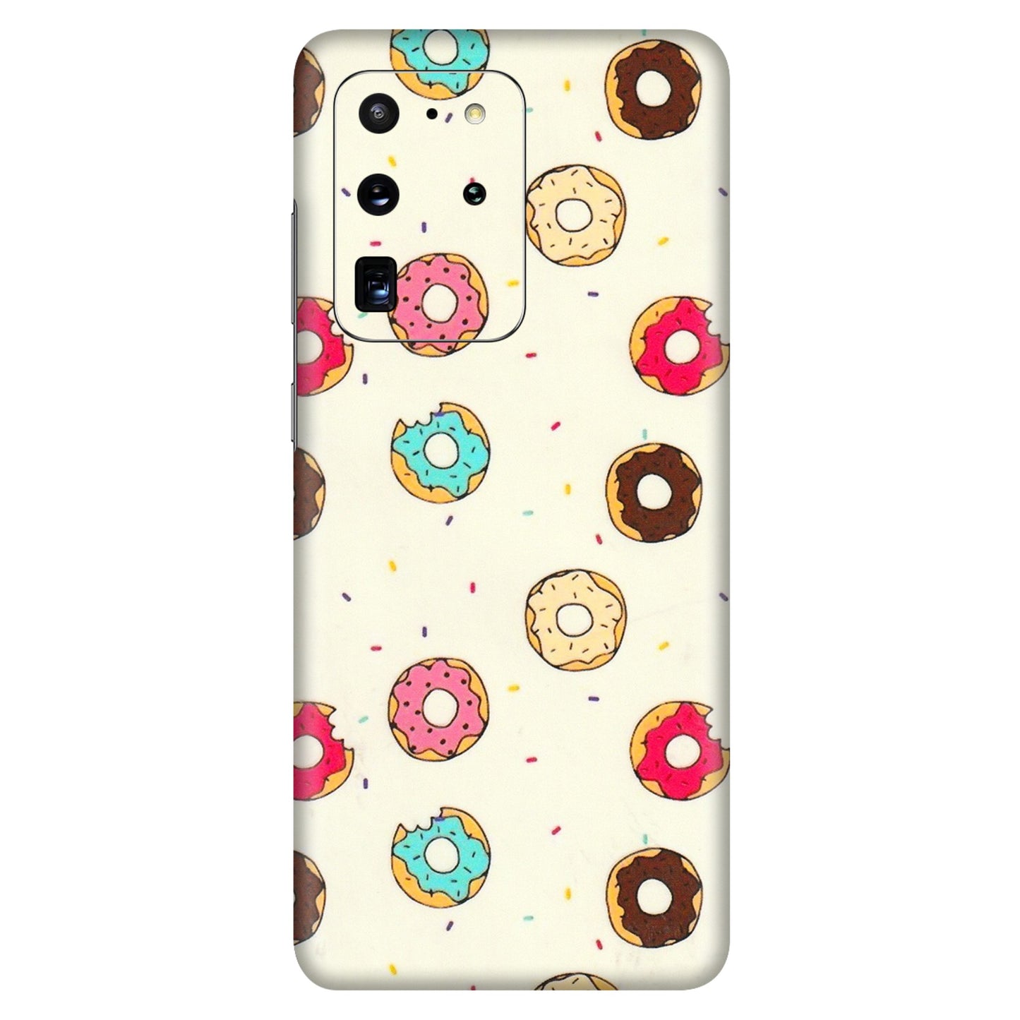 Samsung A/S Series Phone Skins (All Models) - Mini Donuts Doodle Art - 3D Embossed Finish (L-122) Samsung Galaxy S20 Ultra