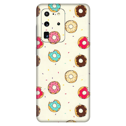 Samsung A/S Series Phone Skins (All Models) - Mini Donuts Doodle Art - 3D Embossed Finish (L-122) Samsung Galaxy S20 Ultra