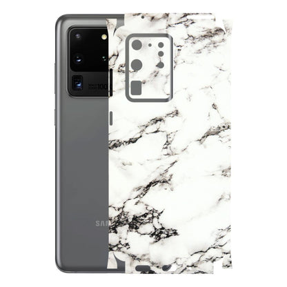 Samsung A/S Series Phone Skins (All Models) - Black and White Marble Texture - 3D Embossed Finish (L-124) Samsung Galaxy S20 Ultra