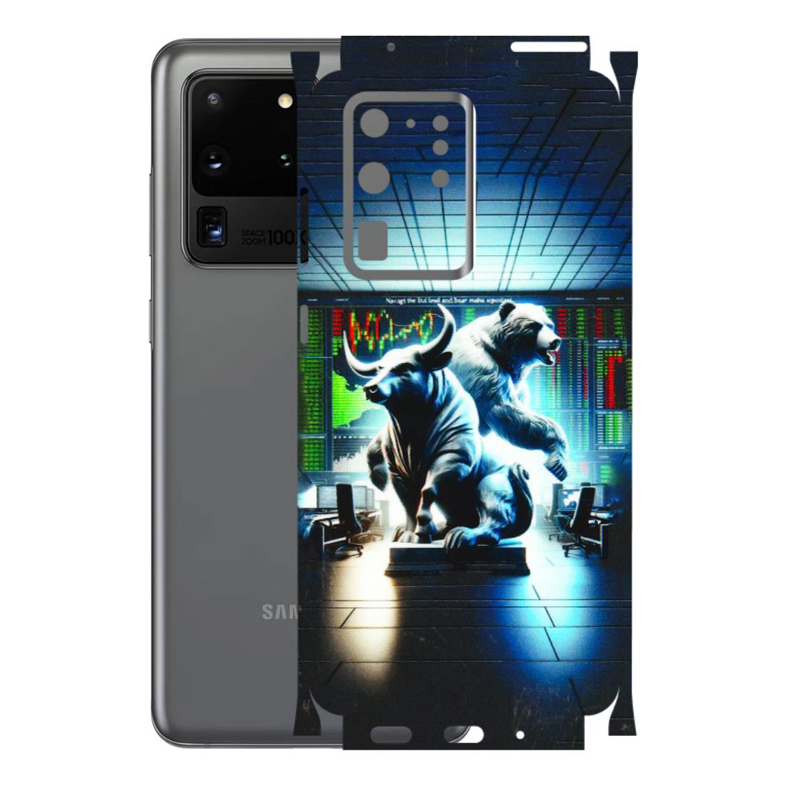 Samsung A/S Series Phone Skins (All Models) - Stock Market Sensex Bear vs Bulls - 3D Embossed Finish (L-15) Samsung Galaxy S20 Ultra