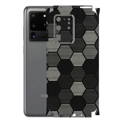 Samsung A/S Series Phone Skins (All Models) - Black & White Dotted Honeycomb Texture - 3D Embossed Finish (L-202) Samsung Galaxy S20 Ultra