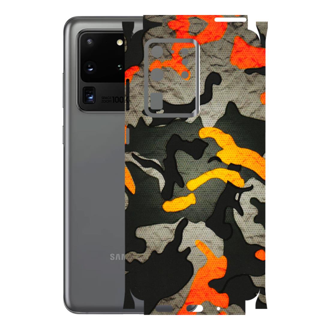 Samsung A/S Series Phone Skins (All Models) - Orange Camouflage - 3D Embossed Finish (L-204) Samsung Galaxy S20 Ultra