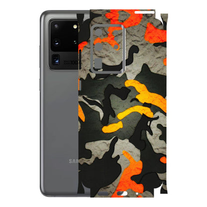 Samsung A/S Series Phone Skins (All Models) - Orange Camouflage - 3D Embossed Finish (L-204) Samsung Galaxy S20 Ultra