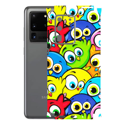 Samsung A/S Series Phone Skins (All Models) - Cute Fluffy Birds - 3D Embossed Finish (L-213) Samsung Galaxy S20 Ultra
