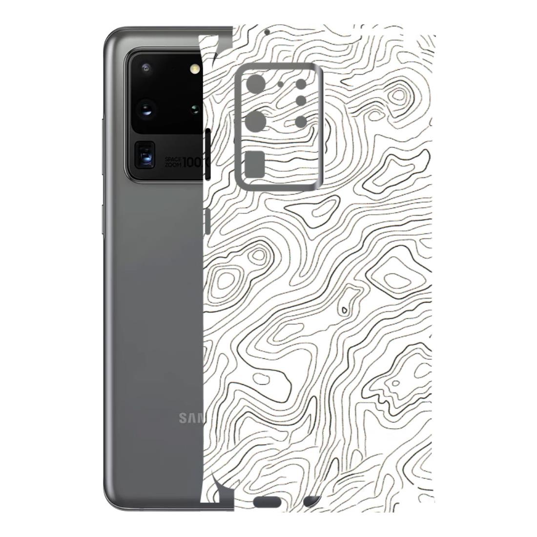Samsung A/S Series Phone Skins (All Models) - White Black Swirls - 3D Embossed Finish (L-219) Samsung Galaxy S20 Ultra