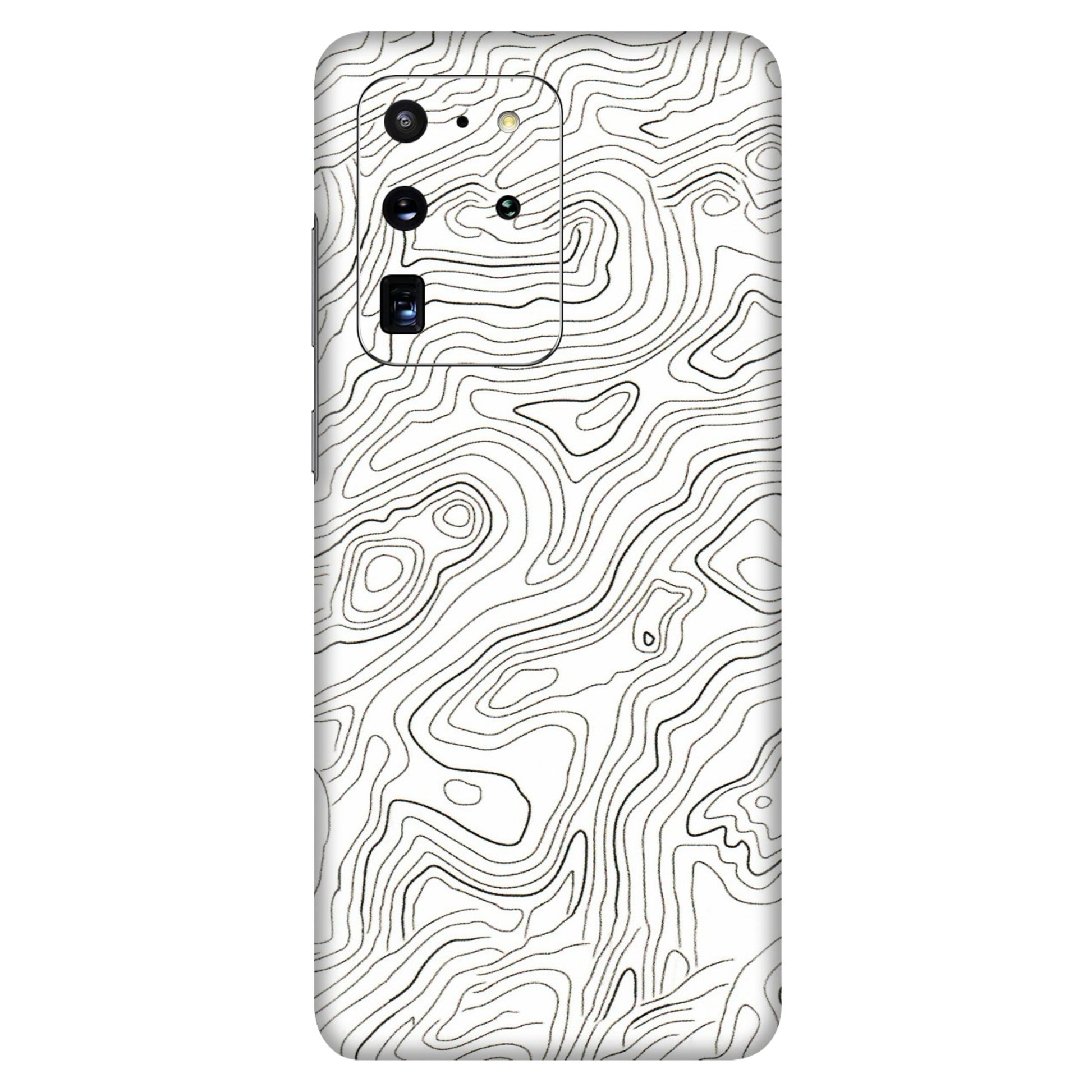 Samsung A/S Series Phone Skins (All Models) - White Black Swirls - 3D Embossed Finish (L-219) Samsung Galaxy S20 Ultra