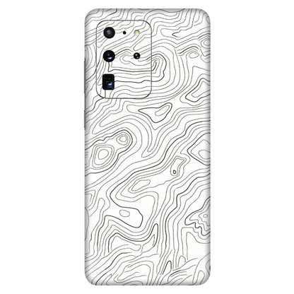 Samsung A/S Series Phone Skins (All Models) - White Black Swirls - 3D Embossed Finish (L-219) Samsung Galaxy S20 Ultra