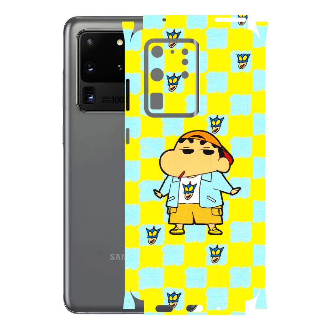 Samsung A/S Series Phone Skins (All Models) - Yellow Blue Shinchan Cute - 3D Embossed Finish (L-221) Samsung Galaxy S20 Ultra