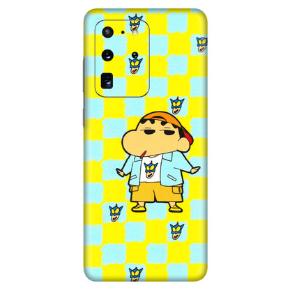 Samsung A/S Series Phone Skins (All Models) - Yellow Blue Shinchan Cute - 3D Embossed Finish (L-221) Samsung Galaxy S20 Ultra