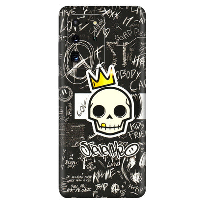 Samsung A/S Series Phone Skins (All Models) - Funny Skull Black Chalk Grafitti - 3D Embossed Finish (L-22) Samsung Galaxy S20 Ultra